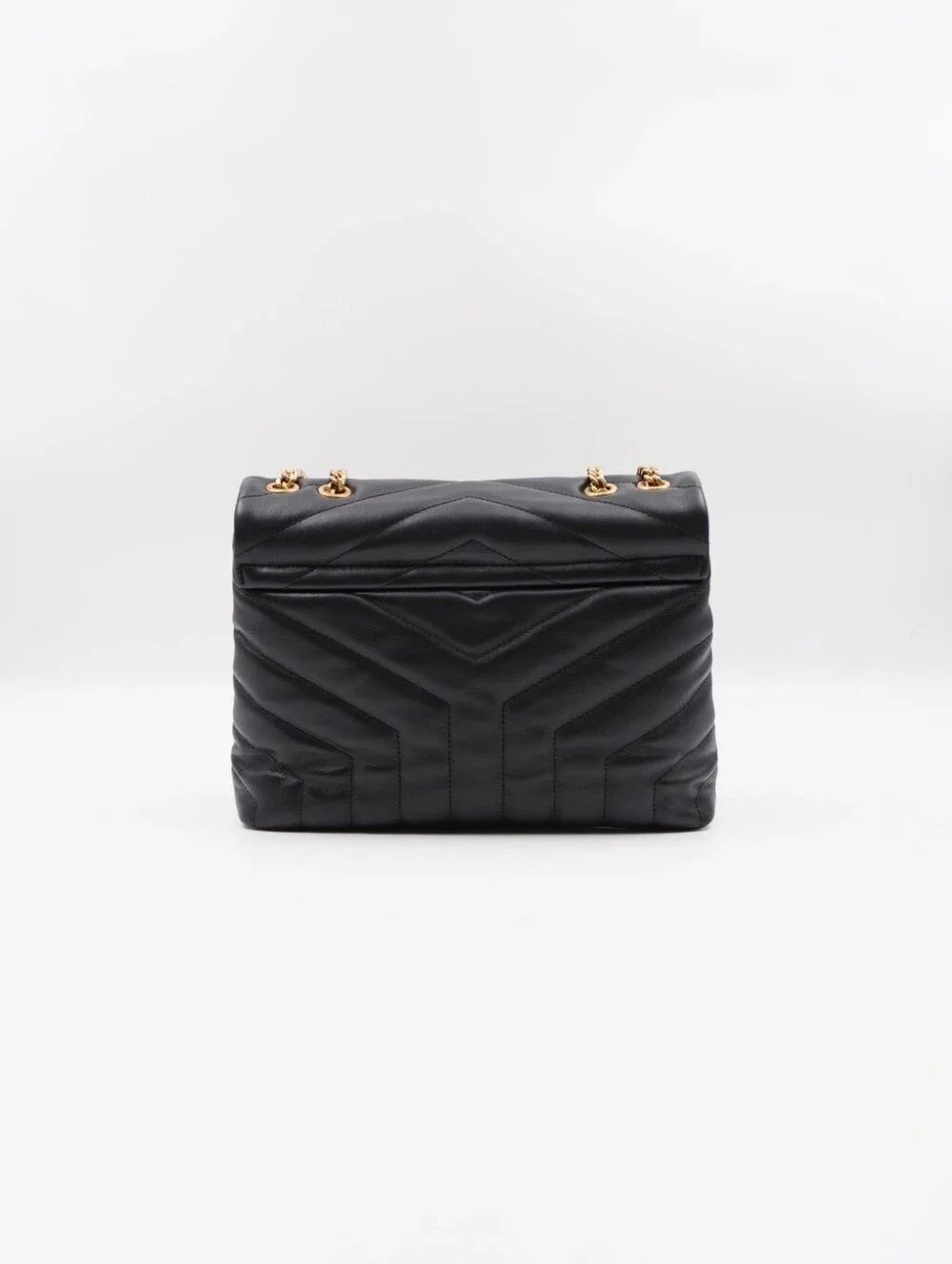 CN32 💟 SAINT LAURENT Calfskin Y Quilted Monogram Loulou Chain Satchel
